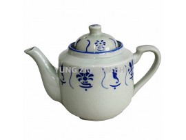 CERAMICS TEA POT(HAND COLOR ANTIQUE BLUE)(11548)